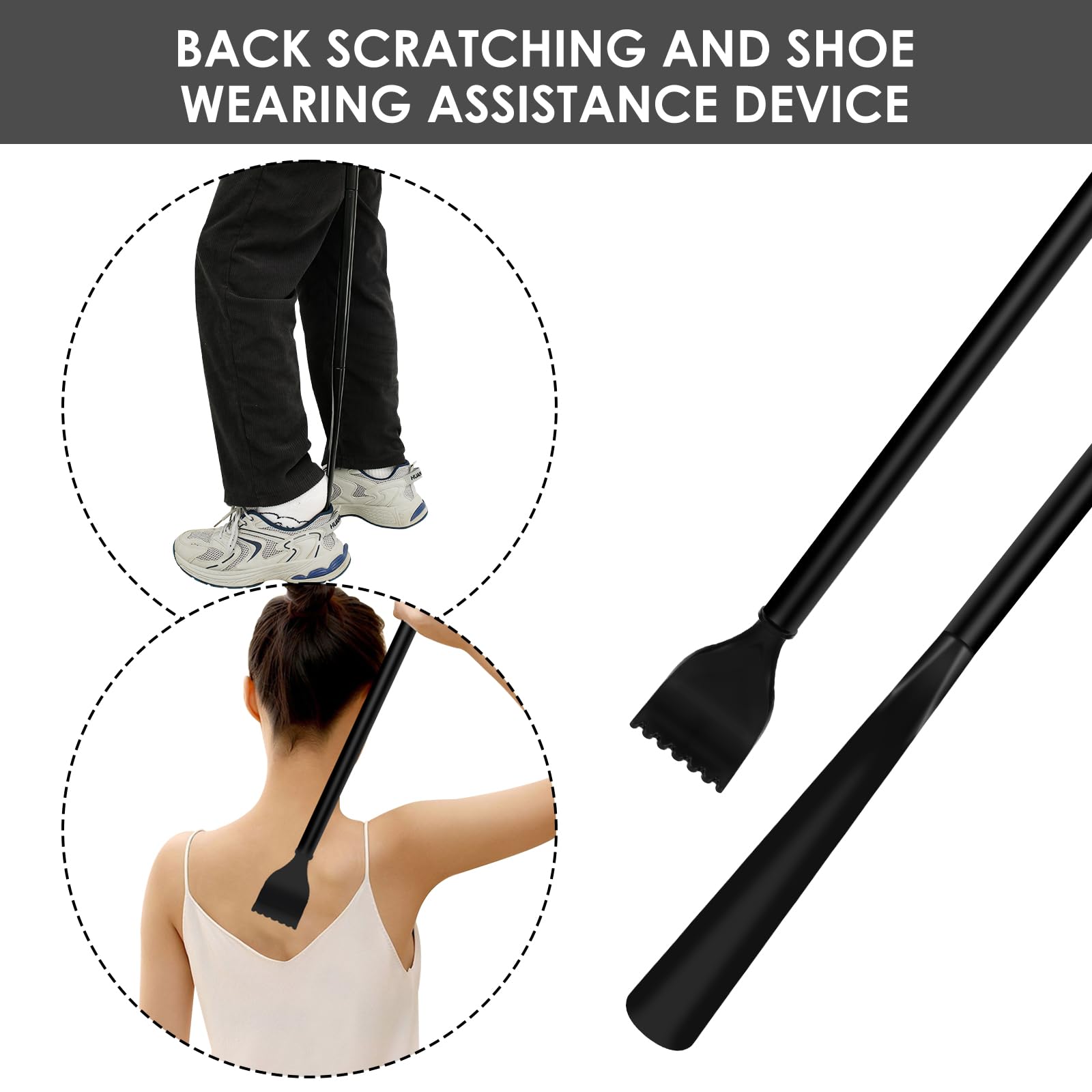 MABCIRY Hosiery Aid Kit for Seniors Pregnant Woman, Easy on and Off Hosiery Aid Device, Detachable Hosiery Helper, Adjustable Hosiery Aid Tool with Shoe Horn and Back Scratcher for All Hosiery