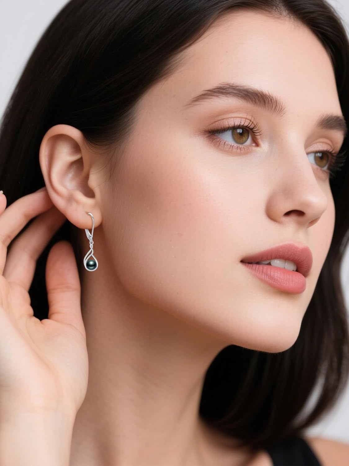 Dreamboat Black Pearl Dangle Drop Earrings for Women 925 Sterling Silver Pearls Jewelry Anniversary Christmas Birthday Gifts for Mom Wife Daughter Her