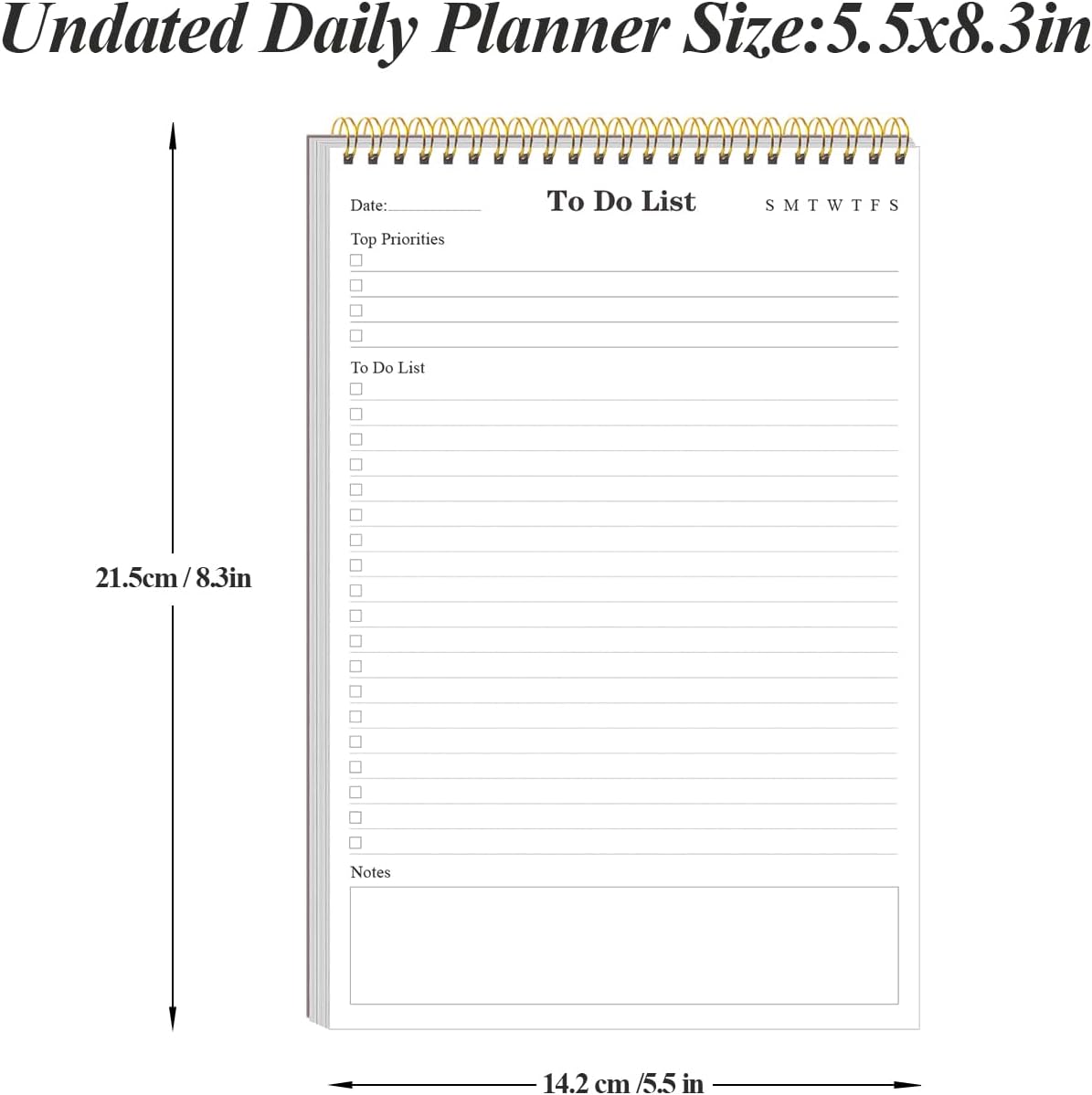  (5-Pack) To Do List Notepad - A5 Undated Daily Planner, 250 Sheets/500 Pages To Do List Notebook for Work, Spiral Waterproof Notepad for Office Supplies, School Planner, 5.8" x 8.3" thumbnail