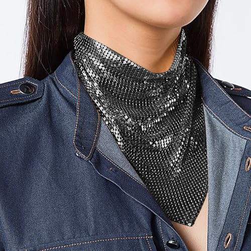 BXT Punk Style Triangle Scarf Metallic Glittering Nightclub Party Neckerchief Sparking Wrap for Men Women2