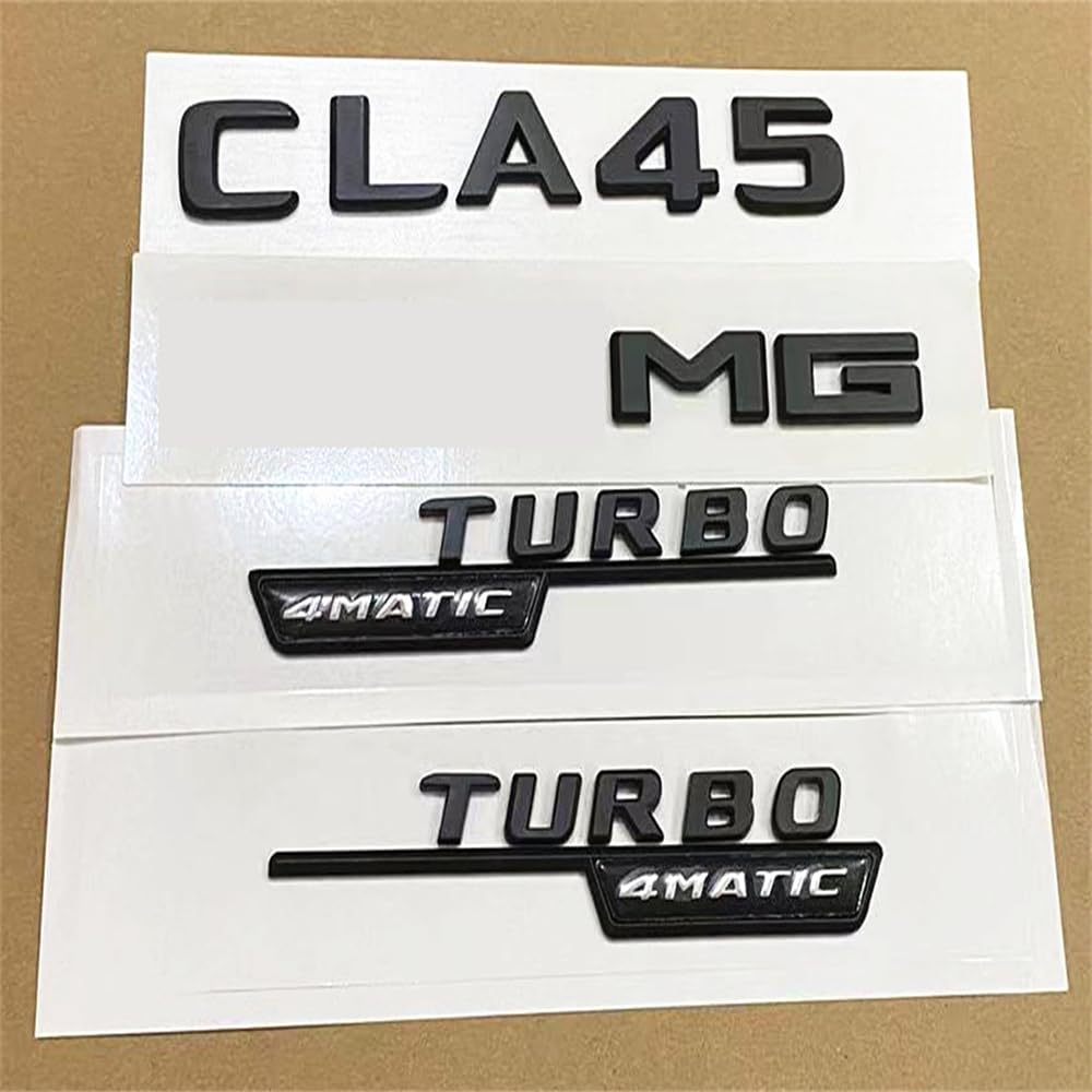 CELWAmatter black CLA45 +MG TURBO 4MATIC Emblem Rear Badge OEM (matter black CLA45)