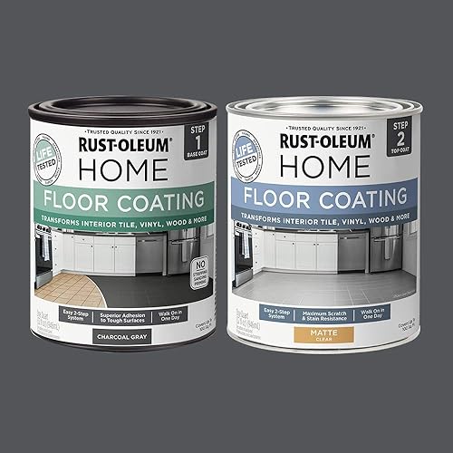 Miniatura 2 de Rust-Oleum 367596 - Kit de revestimiento de suelo para interiores del hogar, gris carbón mate