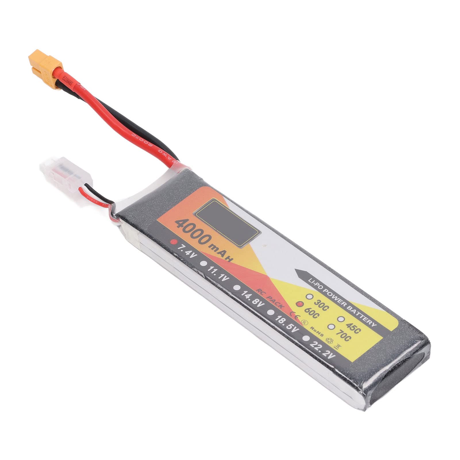 RC-Lipo-Akku, 7,4 V, 4000 mAh, 60 °C Entladerate, 2S, XT60-Stecker, Hochleistungs-Stromversorgung für ferngesteuerte Fahrzeuge, Autos, LKWs