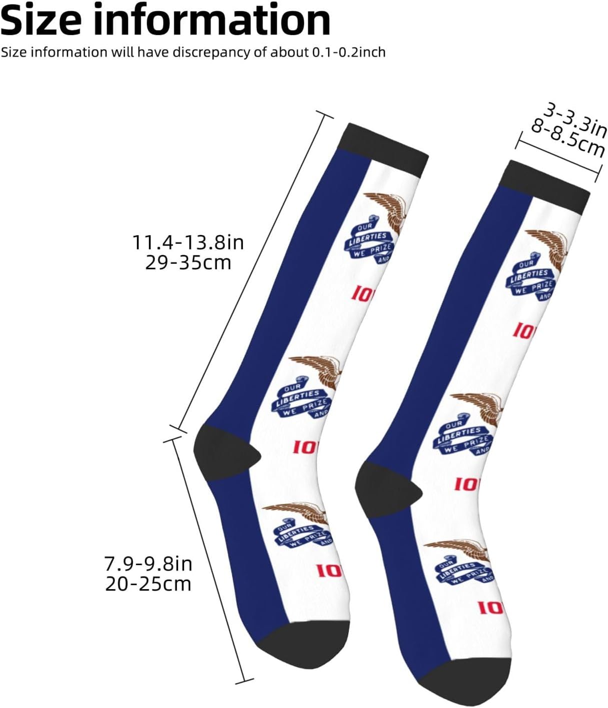 Iowa State Flag Print Adult Socks, Elastic Stretch Socks,Soft Breathable For Daily Sports Casual Wear