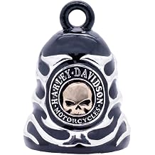 Harley-Davidson Sculpted Skull &amp; Flames Logo Ride Bell, Black Finish HRB083