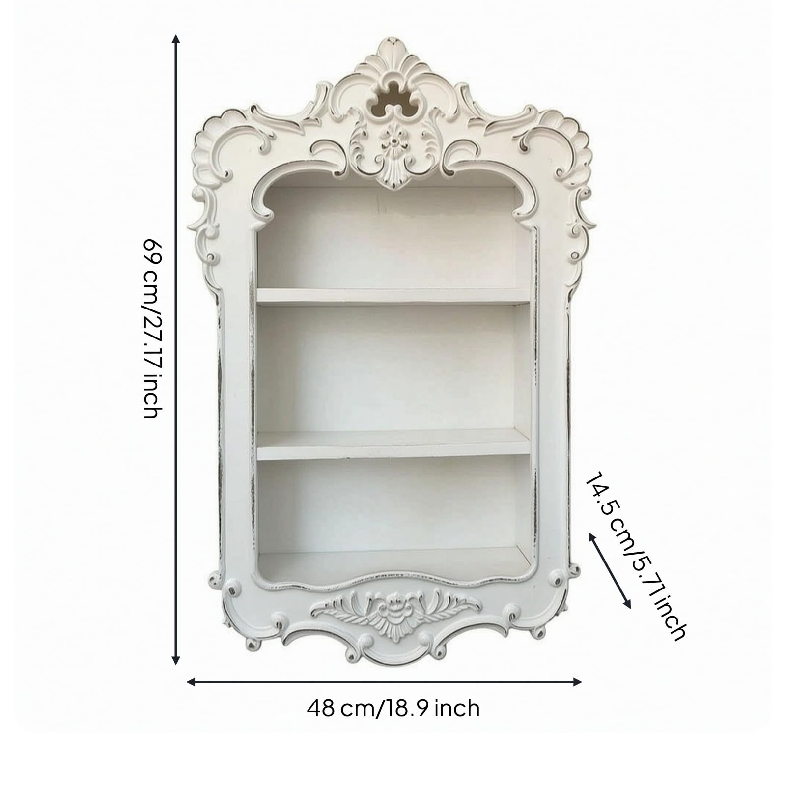 Estantería Pared Elegante Estante Flotante Versátil Mueble para Dormitorio, Blanco Retro