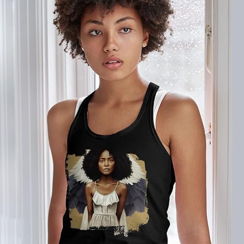 Miniatura 3 de Angel Graphic Racerback Tank - Cool Tank - Afro Black Girl Workout Tank