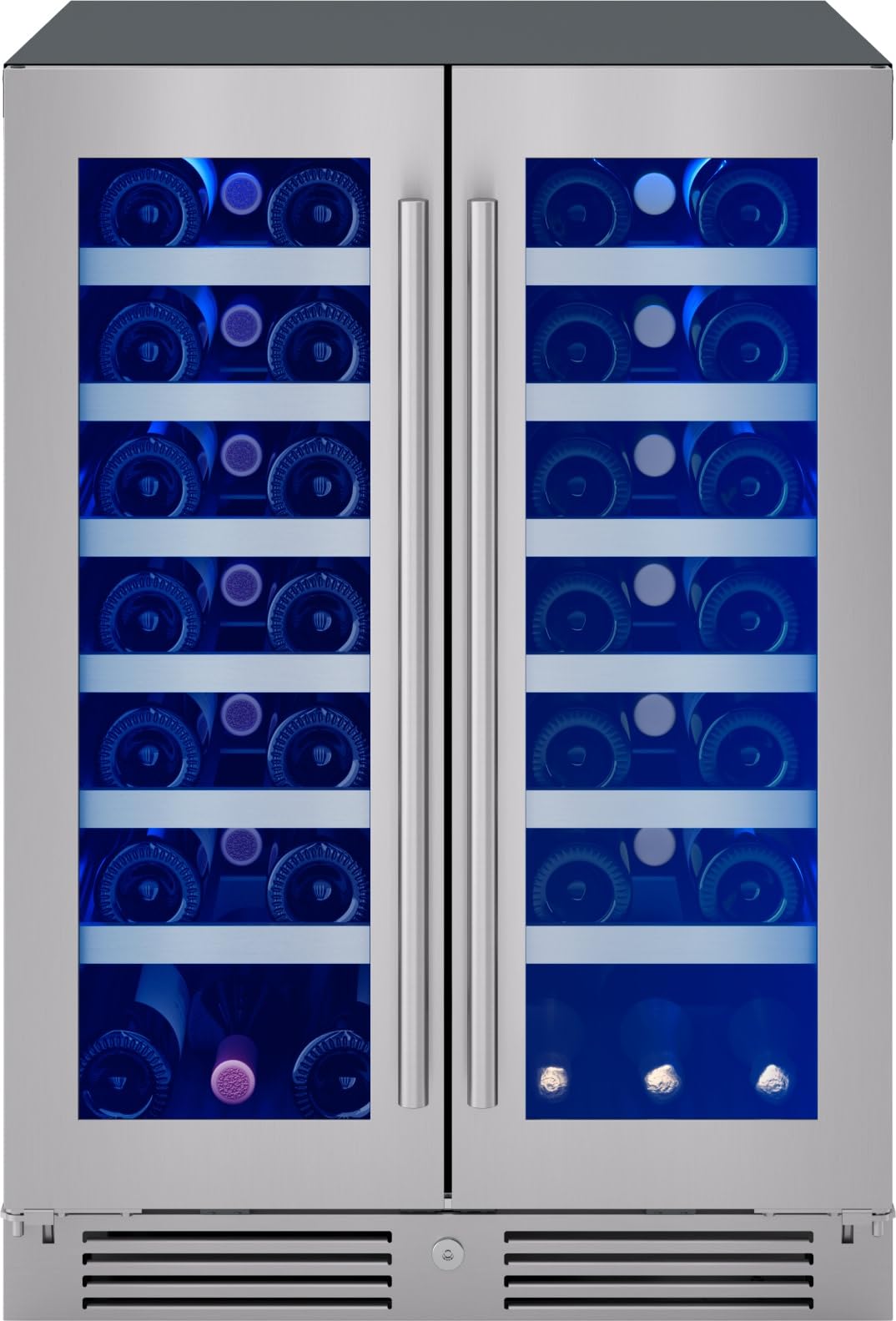 Zephyr PRW24C32C Presrv 24 Inch Wide 42 Bottle Capacity Built-In/Free Standing Dual Zone Wine Cooler with 3-Color LED Lighting - Stainless Steel | Fridge.com