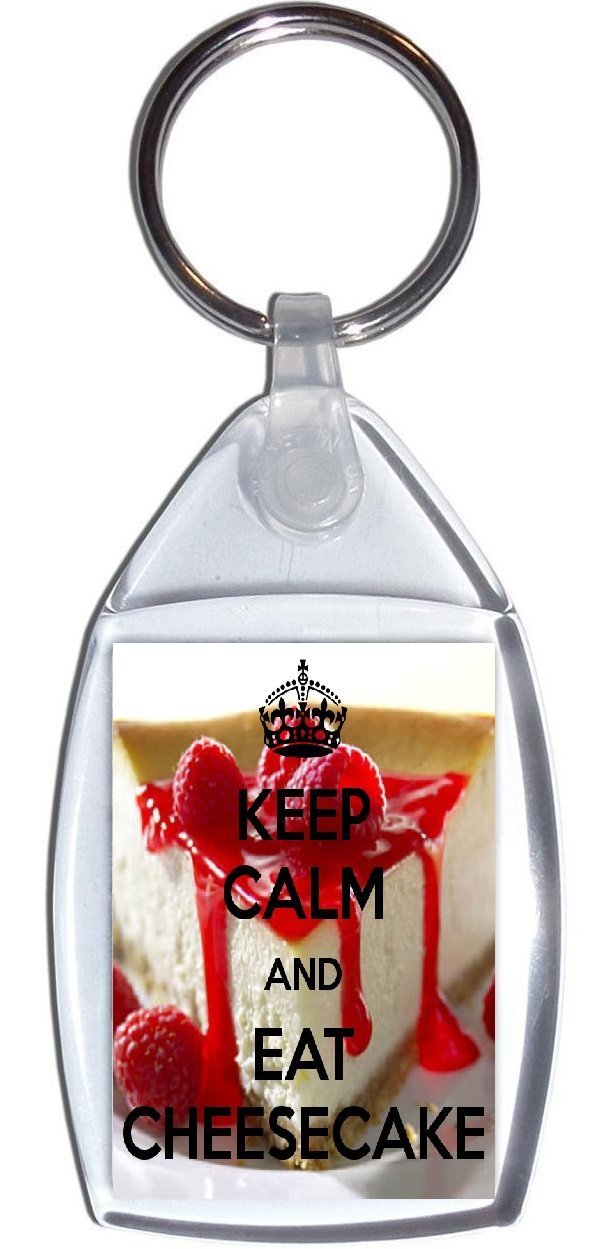 Keep Calm and Eat Cheesecake Keyring Amazon.co.uk Handmade Products