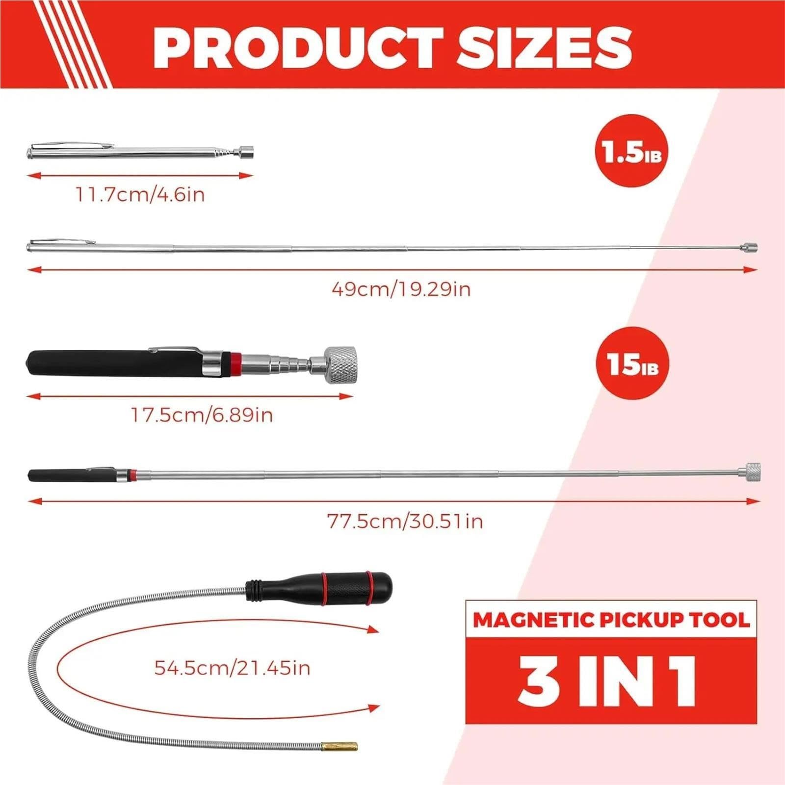 Outil de Ramassage Magnétique Flexible Outil de ramassage magnétique pliable, aimant Flexible antidérapant for le(16LB Black)