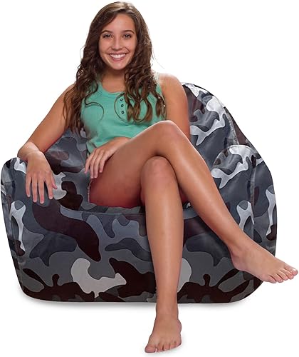Miniatura 5 de Posh Creations Puf estructurado cómodo para jugar, leer y ver la televisión, Malibu Lounge, nailon, camuflaje oscuro y gris negro
