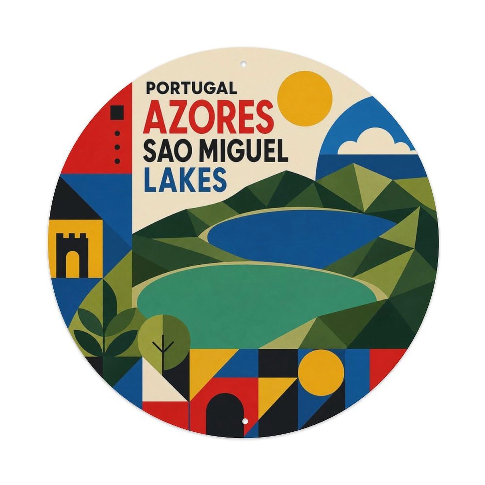 Azores Sao Miguel Portuguese Geometric Nature Travel Metal Tin Sign