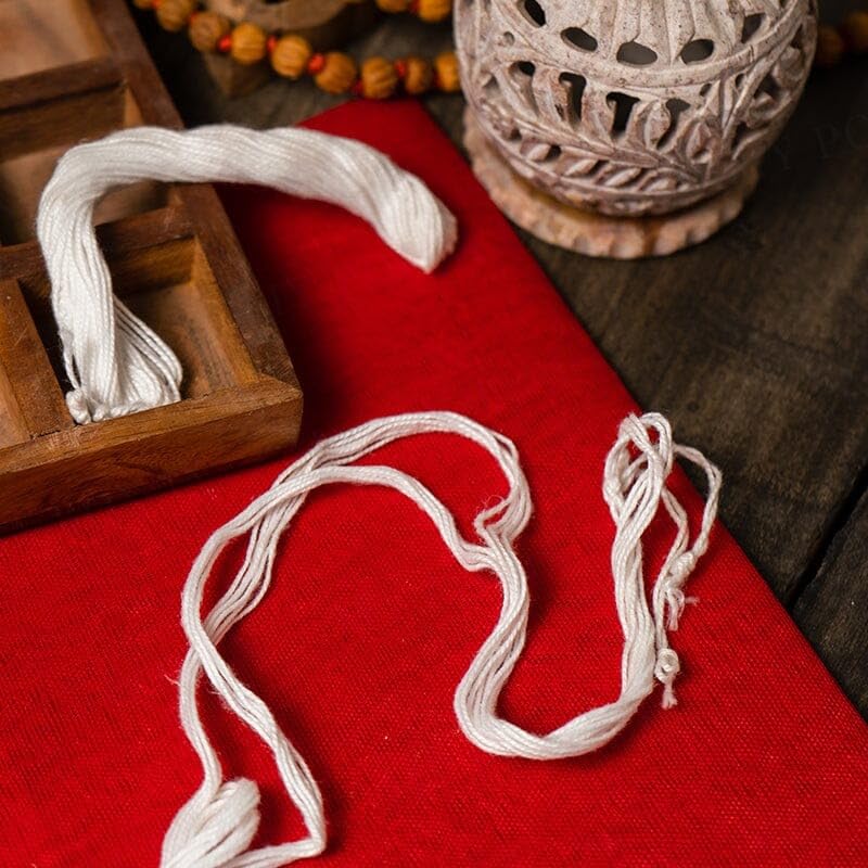 Image of Cotton Janeu Thread for Men (10 Pieces) | Pure Sacred Thread (Yajnopavita) for Pooja, Brahmin Janeyu Dhaga | Mota & Durable Upnayan Janeu for Hindu Rituals | White