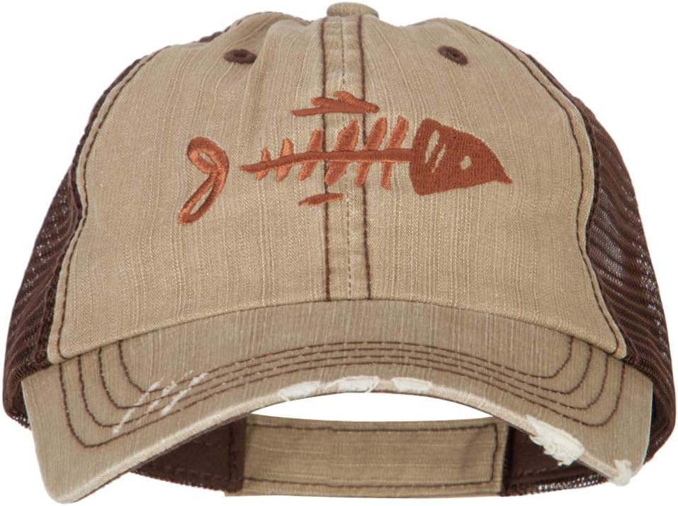 e4Hats.com Fish Bone Embroidered Low Profile Cotton Mesh Cap