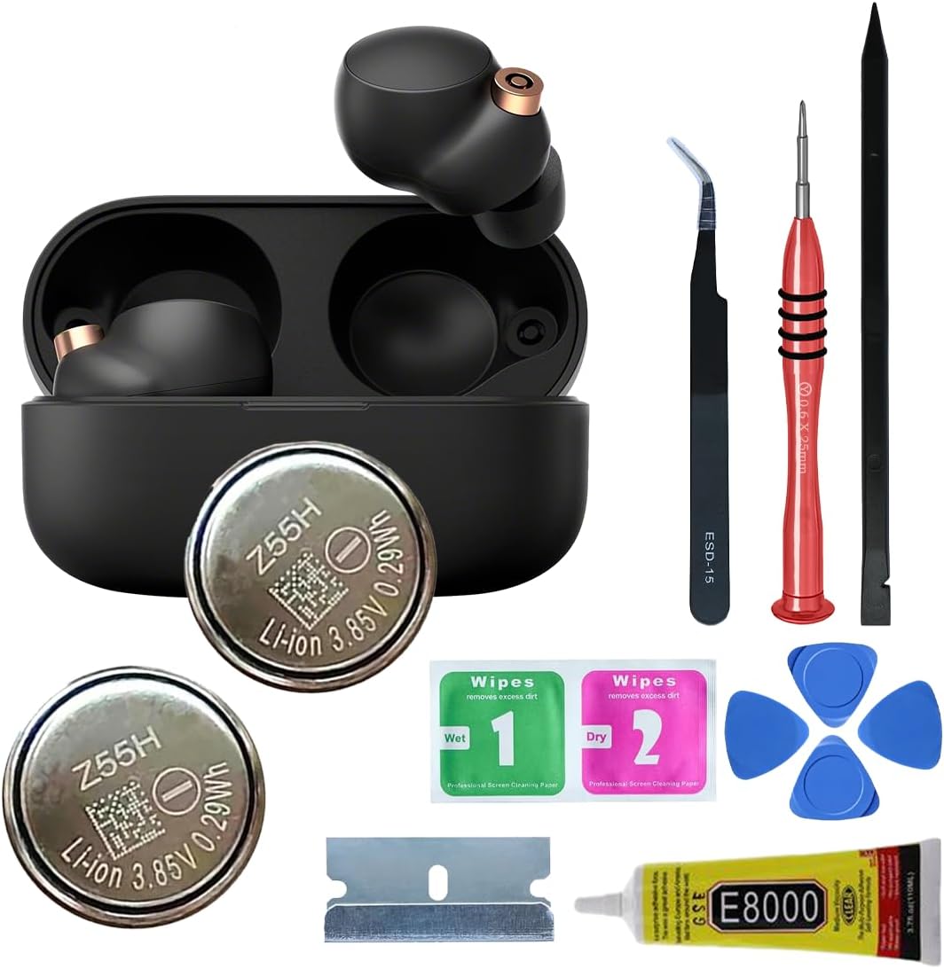 𝟮𝟬𝟮𝟱 𝗡𝗲𝘄 𝗨𝗽𝗴𝗿𝗮𝗱𝗲𝘀 Z55H Battery,Replacement Battery for WF-1000XM4 • Truly Wireless Earbud Headphones + Tools [2PCS]