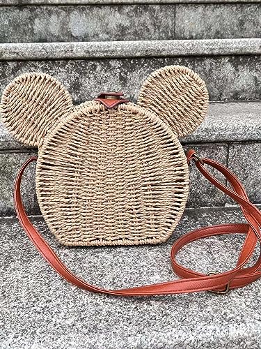 EXIGENT Kawaii Rattan Straw Shoulder Crossbody Bag Purse Cute Women's Handbag3