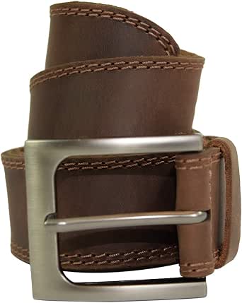 Hide & Drink Men's Full Grain Leather Belt - Rustic Handmade Two Row Stitch Design, Bourbon Antique Brass Buckle Size 34 - View #8