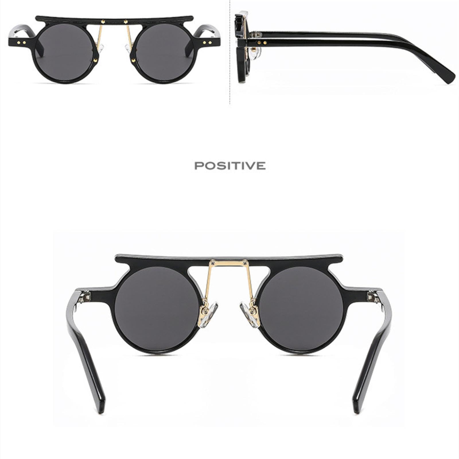 Gafas de sol UV400 para hombres y mujeres, marco pequeño punk redondo gris claro, lente ligera para deportes al aire libre y conducción