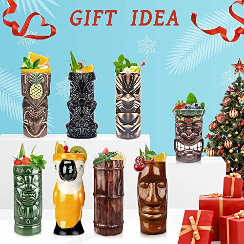 Tiki Mugs Cocktail Set Of 8 - Ceramic Tiki Mugs Hawaiian Party Cute Exotic Cocktail Glasses Hawaiian Tiki Mug - Tkset0080 (8Pcs) #TOP5
