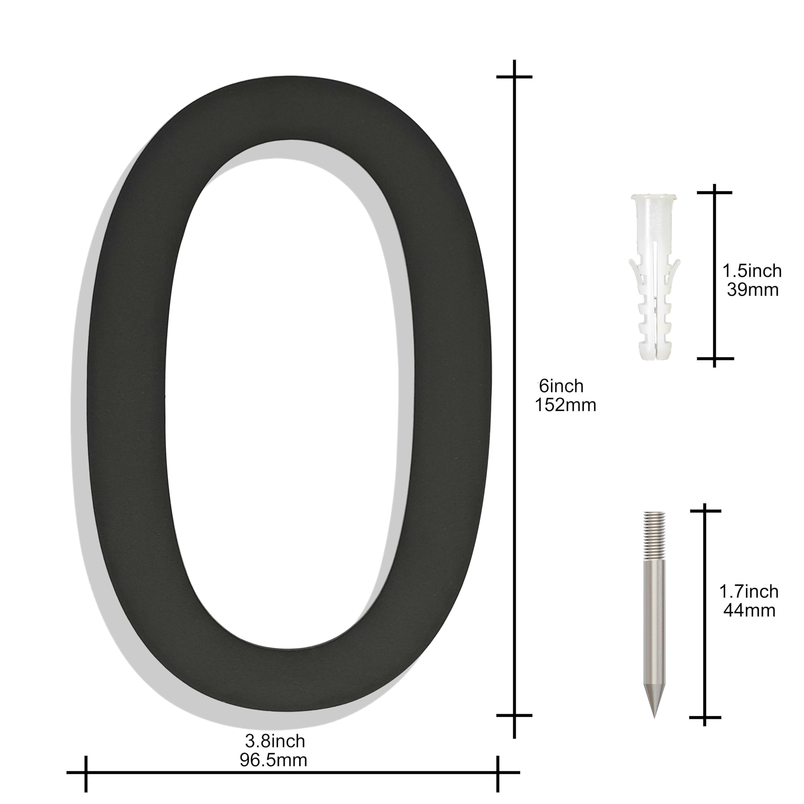 Ywonoby Stainless Steel House Numbers - Modern Floating Black Grey - 6 Inch Height - Arial Number 0, 6in 152mm - Image 3