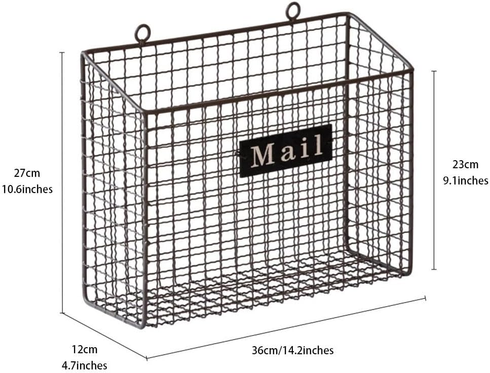モダンなアイアン製ブック新聞ラック - 小型収納オーガナイザーシェルフ、アメリカンスタイルのブック収納バスケット、壁掛け式
