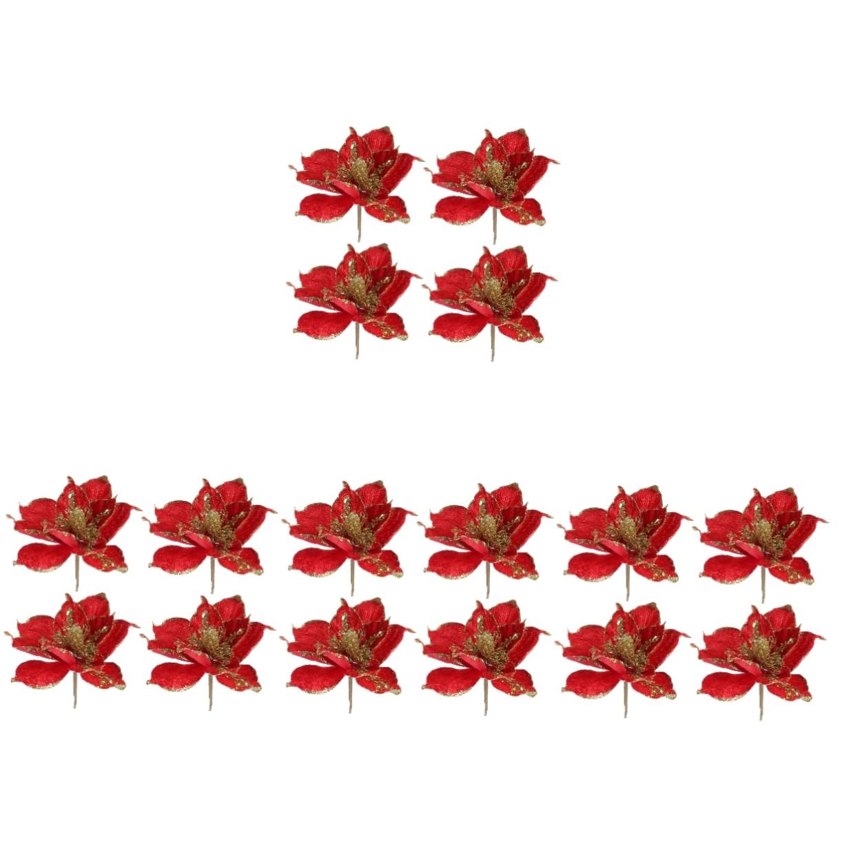 Cabilock 4 Juegos Flor Artificial De Navidad Poinsettia Artificial Flowers para Arbol De Navidad Flor De Pascua Artificial Flor De Nochebuena Flores De Nochebuena Decorativas Paño 4 Uds * 4
