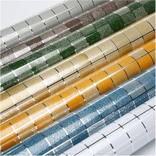 Image of KBR Self-Adhesive PVC 3D Wall Sticker Wallpaper, Kitchen Backsplash Silver Stickers Wallpaper for Hotel, Bedroom & Cafe Walls (60cm x 200cm, Pack of 2)
