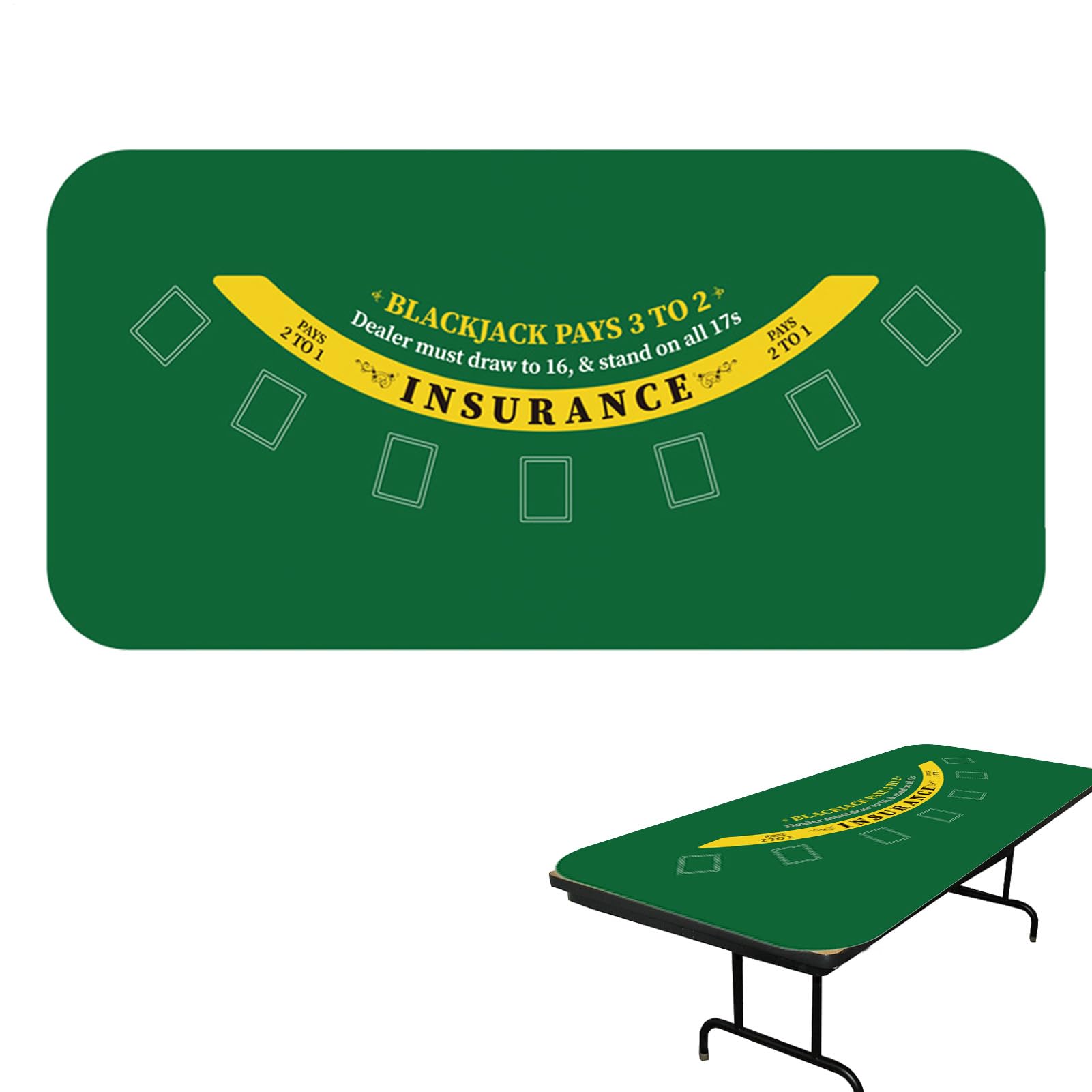 Tovaglia da poker – Tappeto da tavolo da poker 120 x 60 cm | Tappeto da | tavolo da poker antiscivolo, copritavolo a carte per sera, raccolta fondi, serate a tema