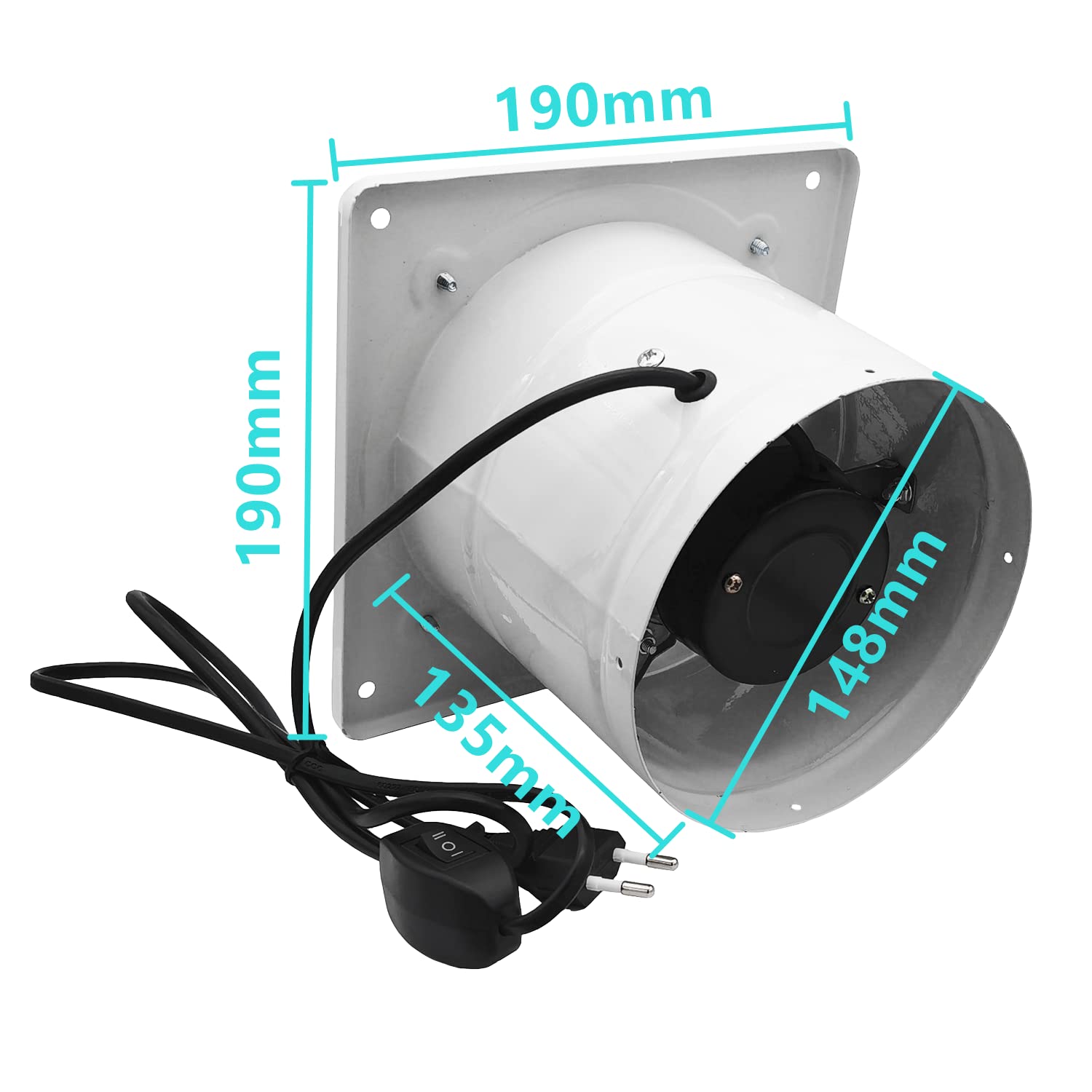 Ventilatore A Tubo Axial Estrazione 150mm - Ventola Metallo Per Garage E Serre, Nero - Foto 8