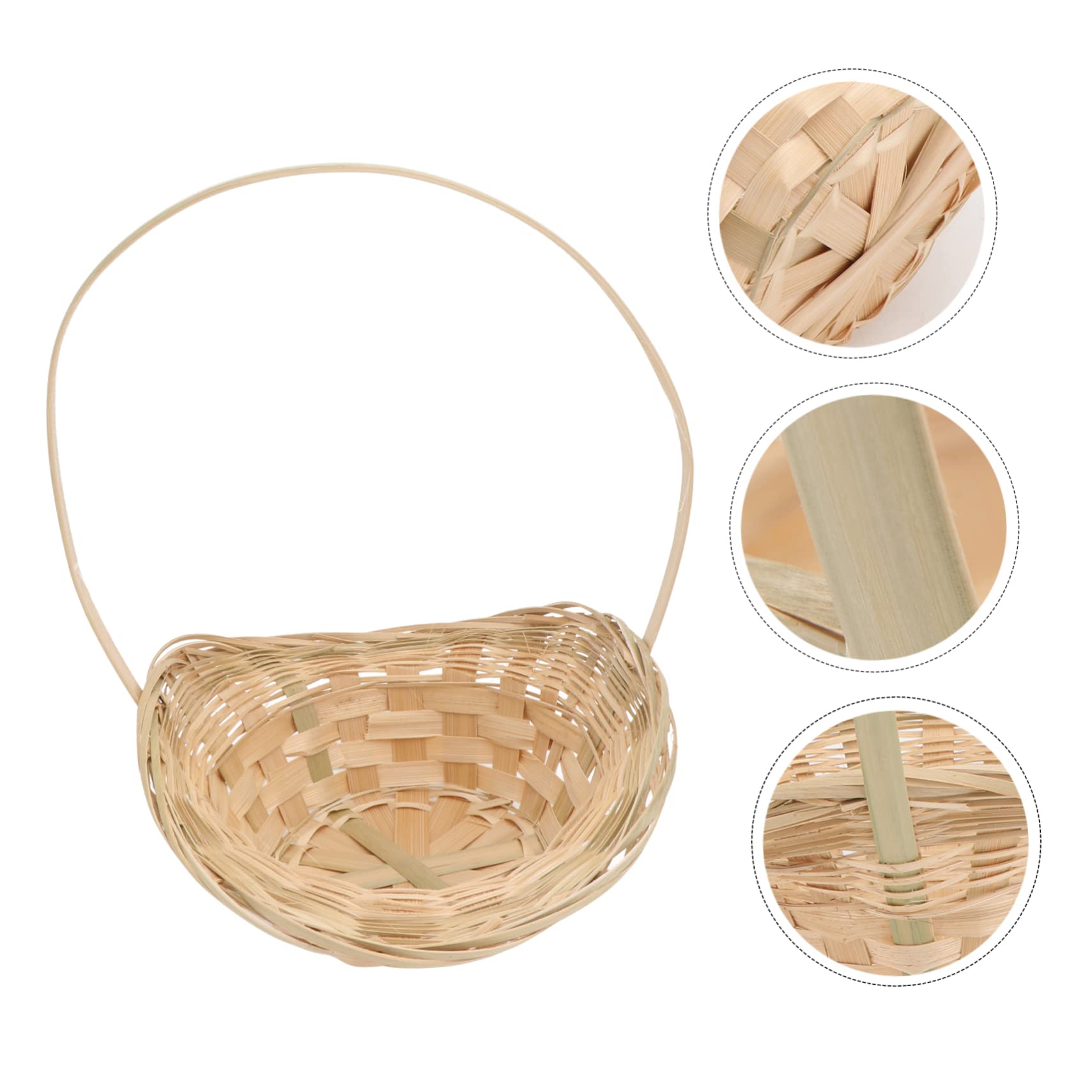 SHOWERORO Weaving Container Handmade Bamboo Basket 2pcs Fruit Basket Handles for Home - Image 2
