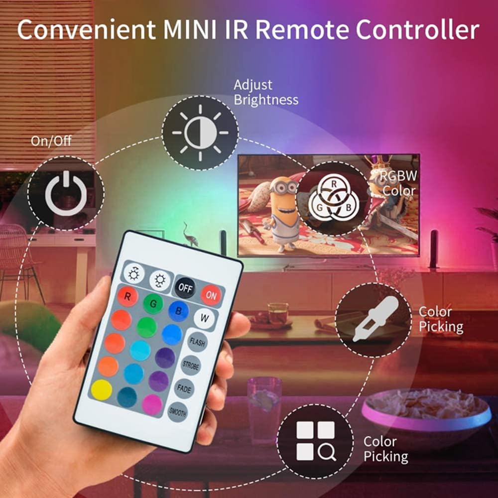 DC 5V 24 Key IR Remote Controller with 1m USB Inline IR Controller for 5050 2835 RGB LED Light Strip