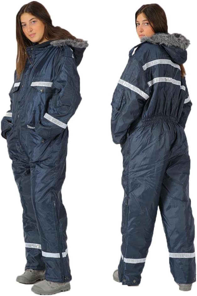 HAGOR Unisex Navy Blue Snowsuit Winter Clothing Snow Ski Suit Coverall Insulated Suit with Reflector