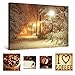 Produktbild Eco Light Wandkunst Leinwand Bundle nachleuchtende Winter Park 60 x 90 cm und Liebhaber Kaffee Collage Set von 4, Leinwandbild für Wanddeko und Wohnzimmer Artwork modernen gerahmt