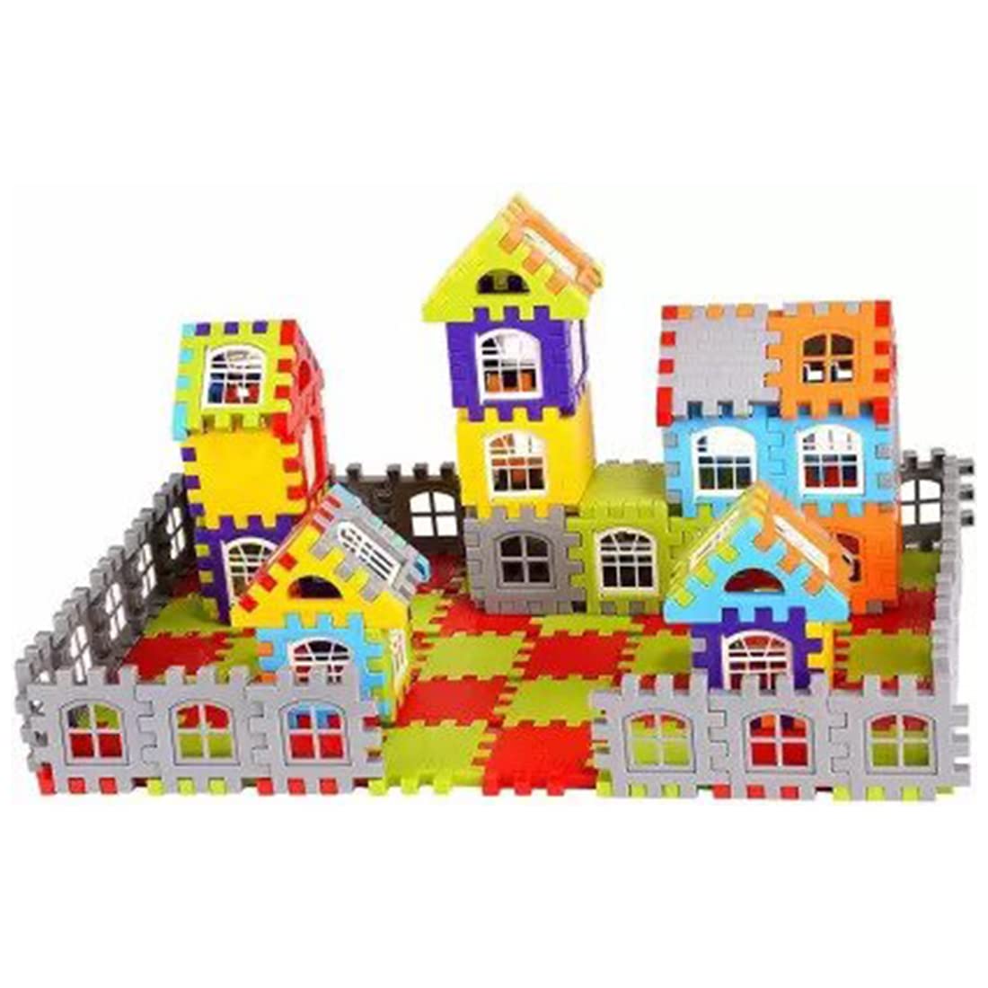 Toy Imagine™200+My Happy House Building Blocks for Kids Big Size, Interlocking Blocks Educational Construction Toy with Windows & Smooth Rounded Edge | Multicolour Blocks Toys for Kids