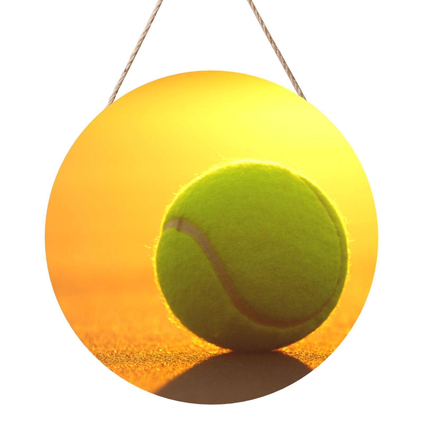 InOmak Tennis Ball Print, Round Wood Panel Painting 12 in, Wall Hanging Painting For Home