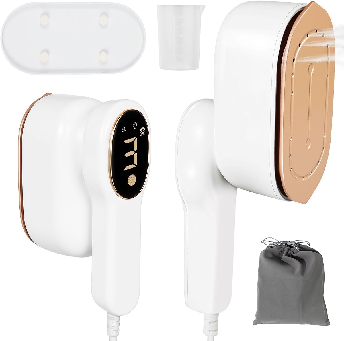 Vaporizador de viaje inteligente para ropa, mini plancha de vapor portátil todo en uno de viaje de 1200 W con pantalla LCD, 3 modos de vapor y calentamiento rápido de 5 s, vaporizador de ropa para viajes