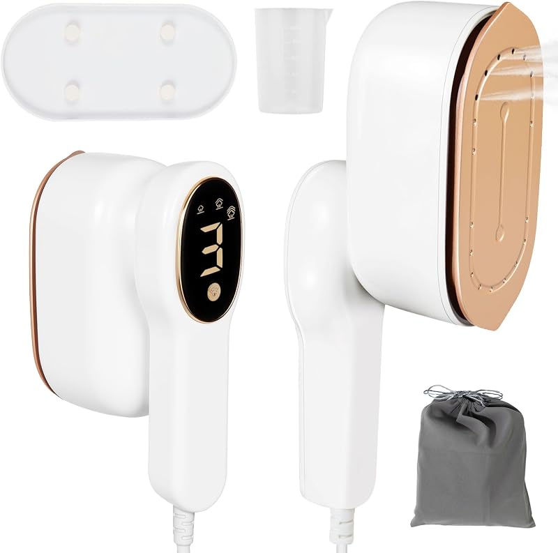 Vaporizador de viaje inteligente para ropa, mini plancha de vapor portátil todo en uno de viaje de 1200 W con pantalla LCD, 3 modos de vapor y calentamiento rápido de 5 s, vaporizador de ropa para viajes