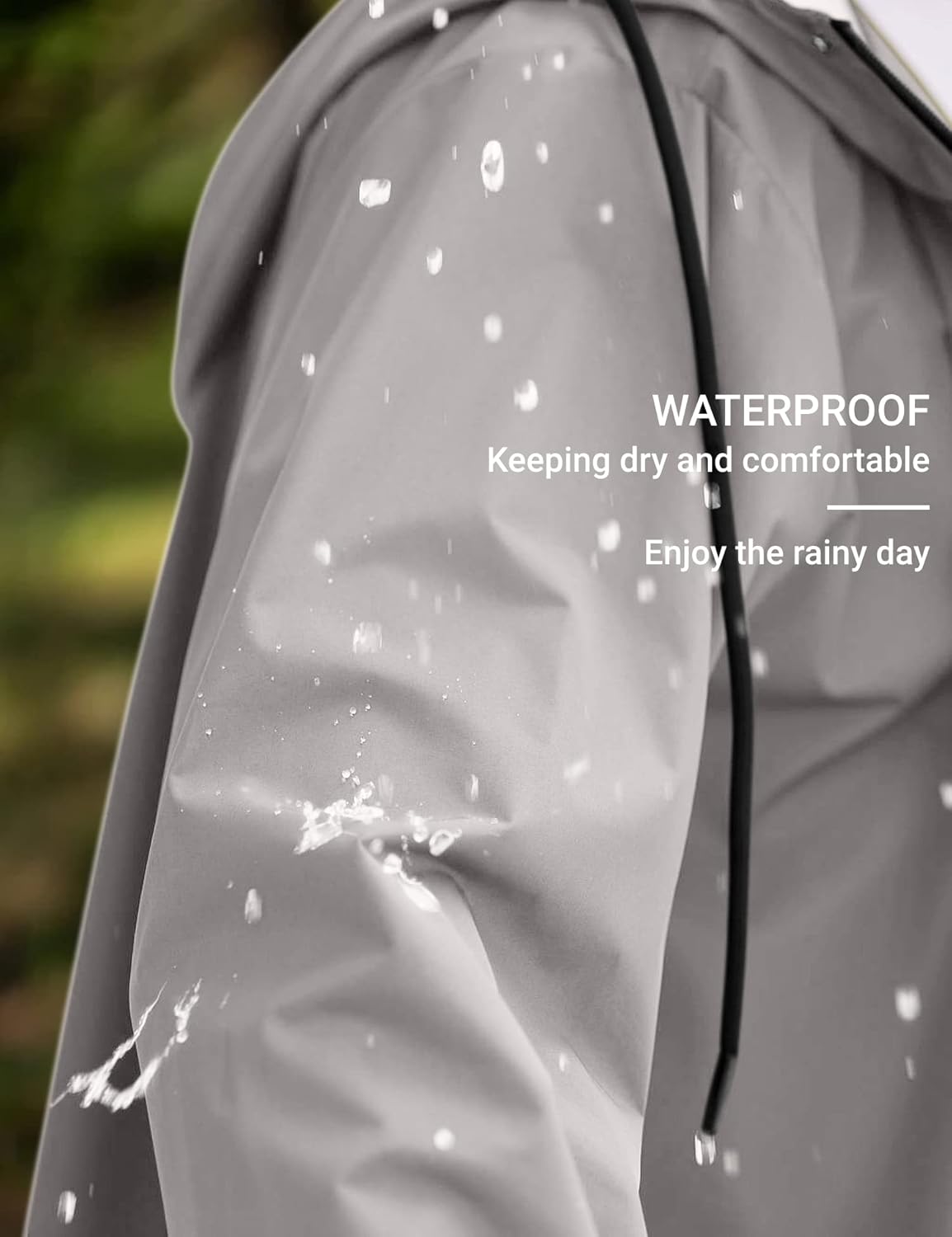 COOFANDY Men's Rain Jacket with Hood Waterproof Lightweight Active Long Raincoat - Image 3