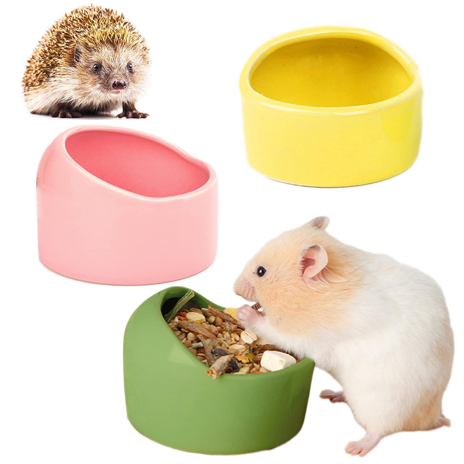 3 sztuki ceramicznych miseczek na karmę dla zwierząt domowych, chomików i małych zwierząt, ceramiczna miska zapobiegająca ugryzieniu dla świnek morskich