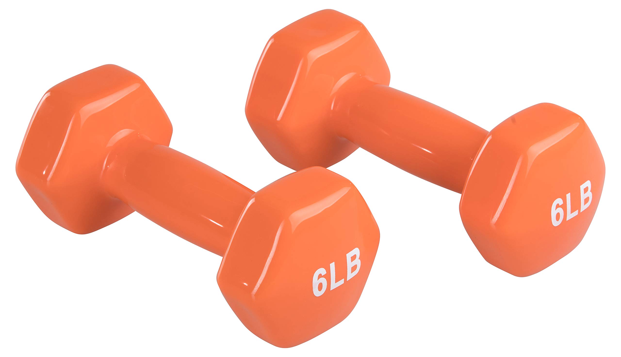 amazon basics Vinyl 6 Pound Dumbbells - Set of 2, Orange pounds