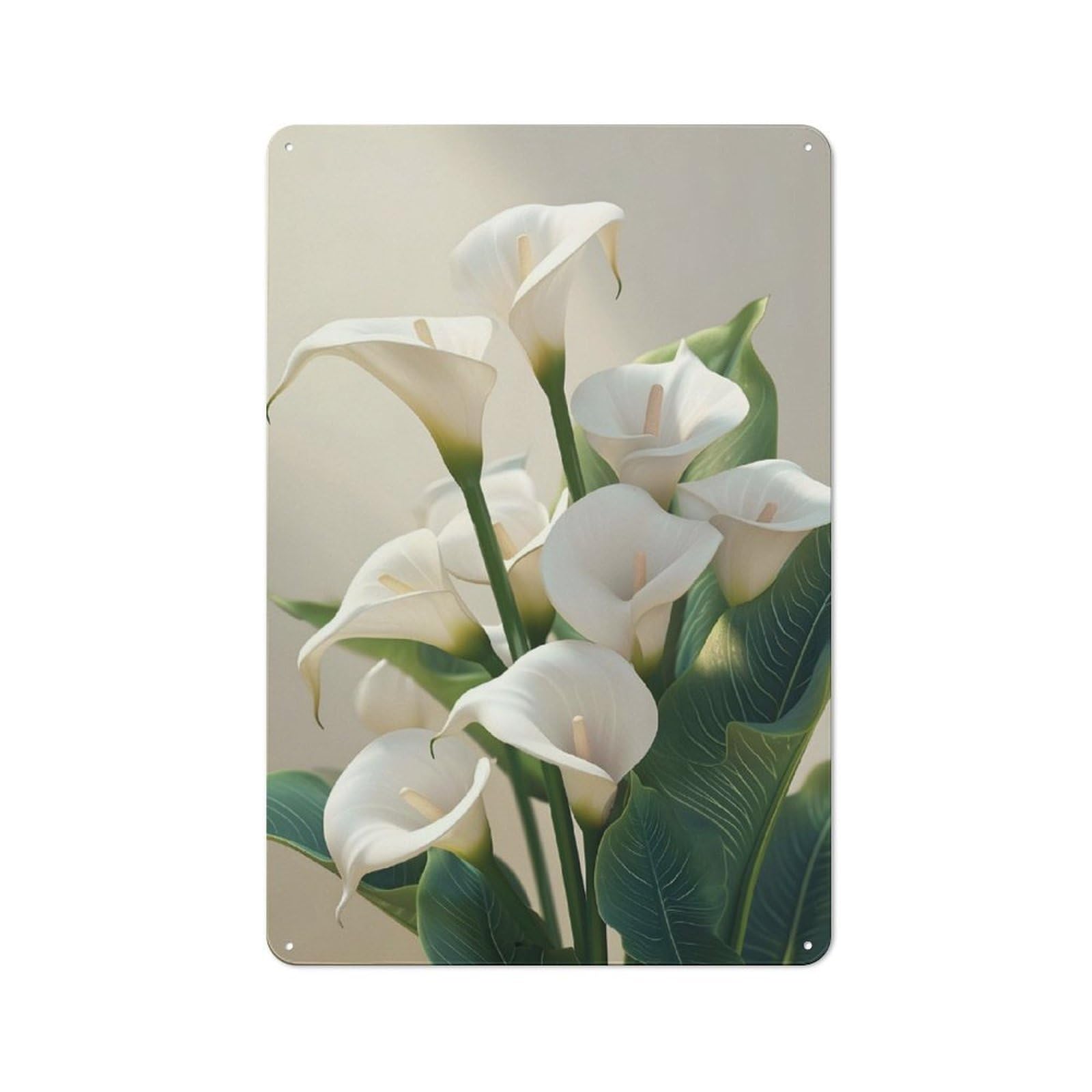 Junmoney Calla Lily Flowers Retro Metal Wall Sign 30X20cm With For Bar Or Restaurant, Gift Idea For A New Home And Metal Sign Collection