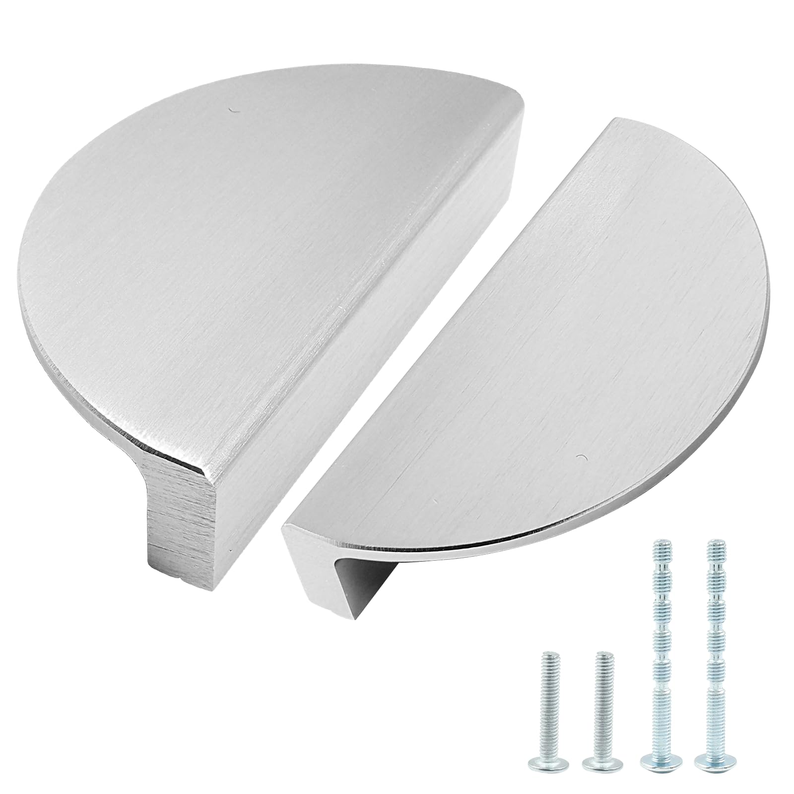 Luomorgo 2 Pcs 2 1/2 Inch Drawer Pulls, Half Moon Cabinet Pulls, Brushed Nickel Cabinet Pulls, Semicircle Pull Aluminum Dresser Pull Handles, Kitchen Cabinet Handles Pull (Large)