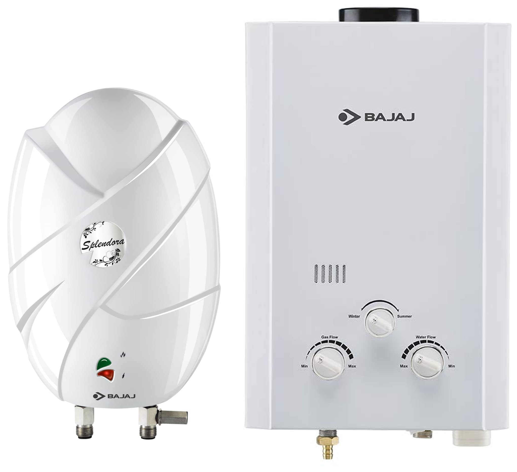 Buy Bajaj Splendora 3L 3KW IWH Instant Water Heater, White u0026 Majesty Duetto  Gas 6 Ltr Vertical Water Heater ( LPG), White Online at Low Prices in India  - Amazon.in