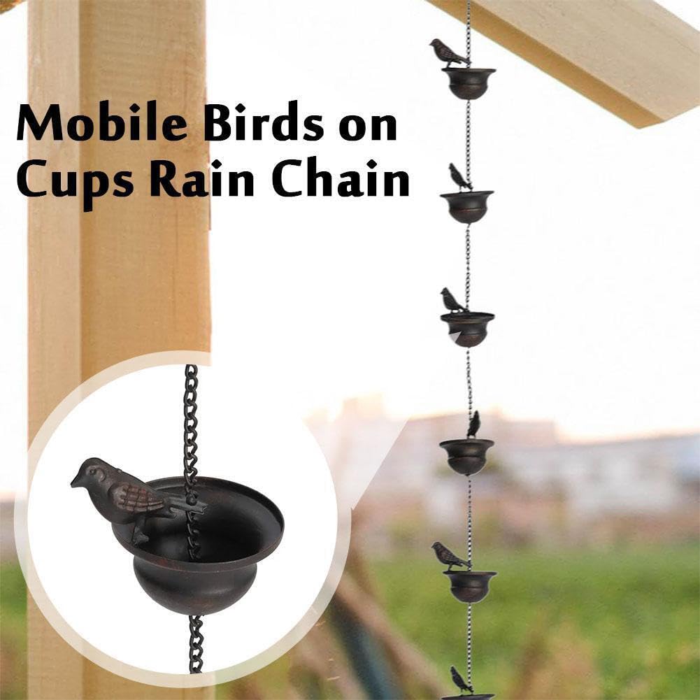 Catene da pioggia per uccelli, catene da pioggia per pluviali Catene da pioggia per esterni Catene da pioggia per grondaie Catena decorativa da appendere mobile da appendere 12 bagni