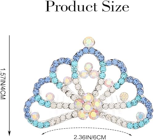 Miniatura 7 de Peine para el cabello con corona de princesa, peines de tiara plateados, tiaras y coronas de graduación con diamantes de imitación rosados para