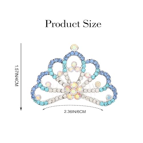 Miniatura 7 de Peine para el cabello con corona de princesa, peines de tiara plateados, tiaras y coronas de graduación con diamantes de imitación rosados para
