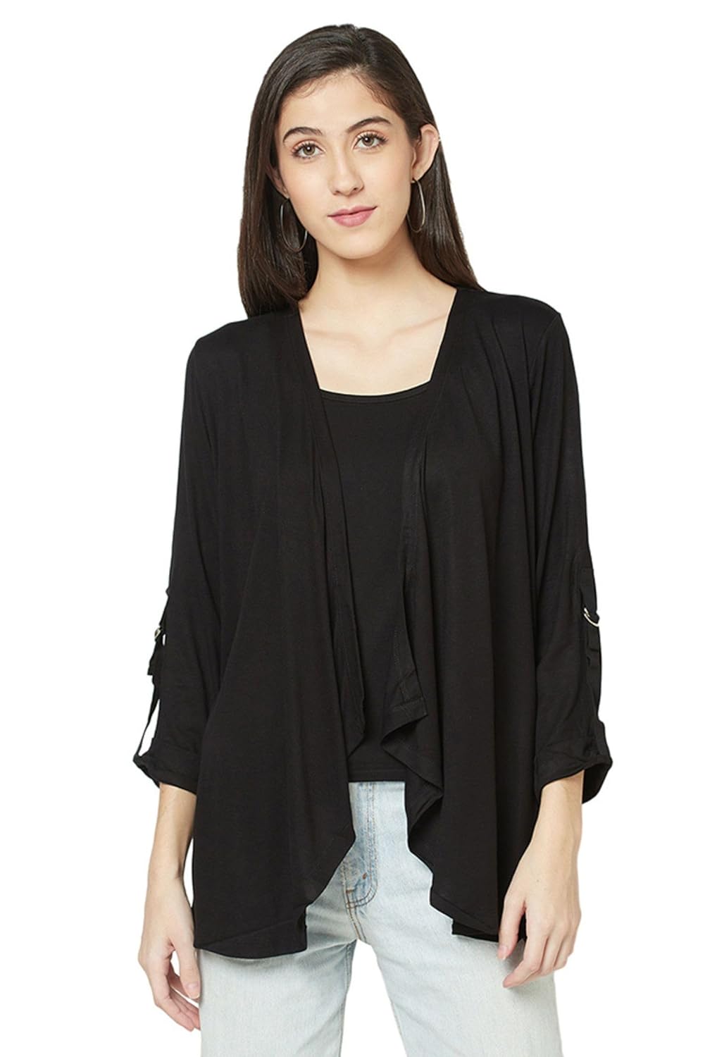 ESPRESSO Women 100% Viscose Full Sleeve Foldable Waterfall Shrug ESPRESSO Women 100% Viscose Full Sleeve Foldable Waterfall Shrug