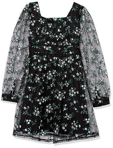 Speechless Girls' Long Sleeve Fit and Flare Embroidered Dress