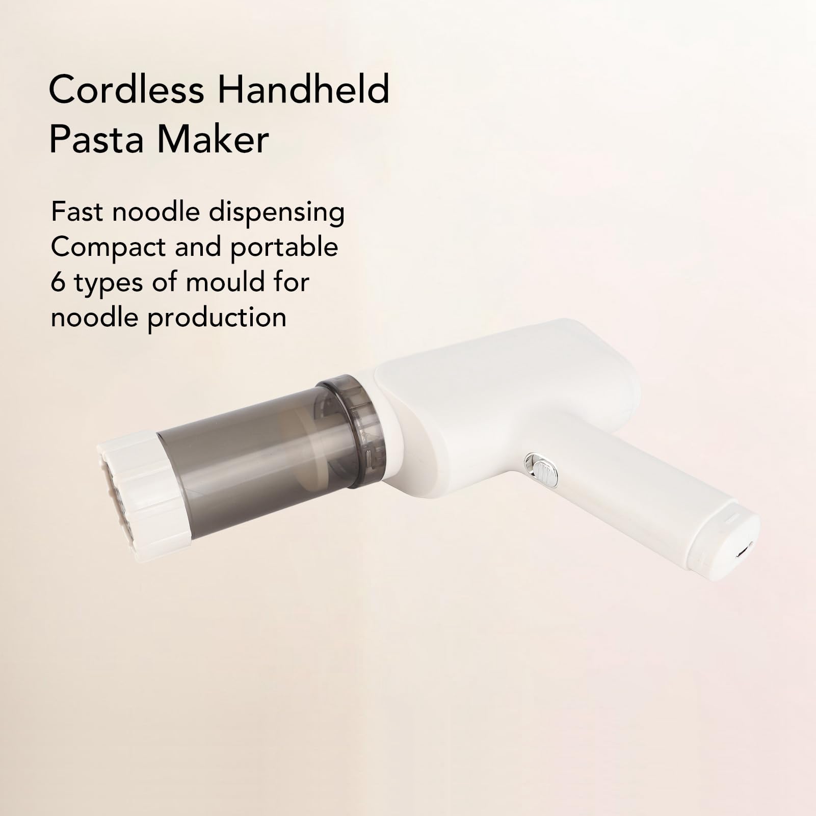 Jeffergarden Macchina per Pasta Portatile Macchina per Noodle Portatile in Acciaio Inossidabile ABS con 6 Dischi di Pasta Design Elettrico Senza Fili da 1500 MAh per Uso Domestico in per Spaghetti
