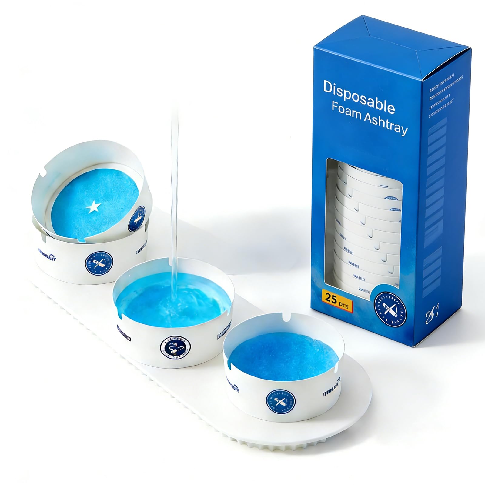 Disposable Foam Ashtray 25-Pack, Paper Outdoor Ashtrays For Patio With Water-Foaming Sand Base, Odor Control, Mess-Free, Portable For Home, Office, Car, Camping,For Outdoors-image-16